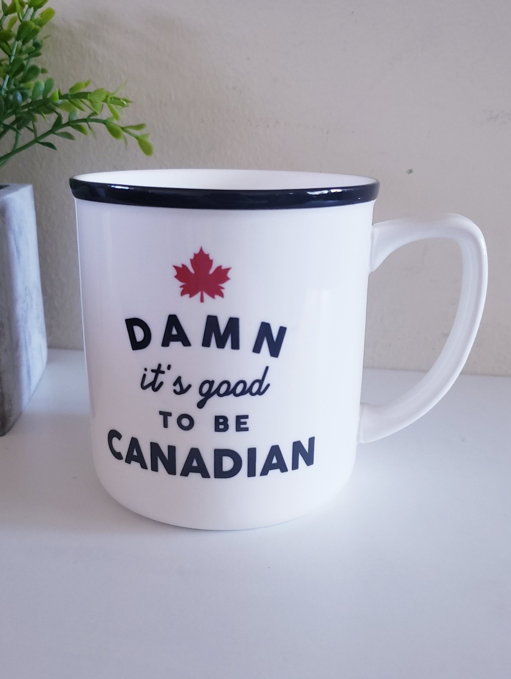 Abbott Collection Home NWOT Ceramic Damn It's Good Text Mug, 4" White/black 14oz